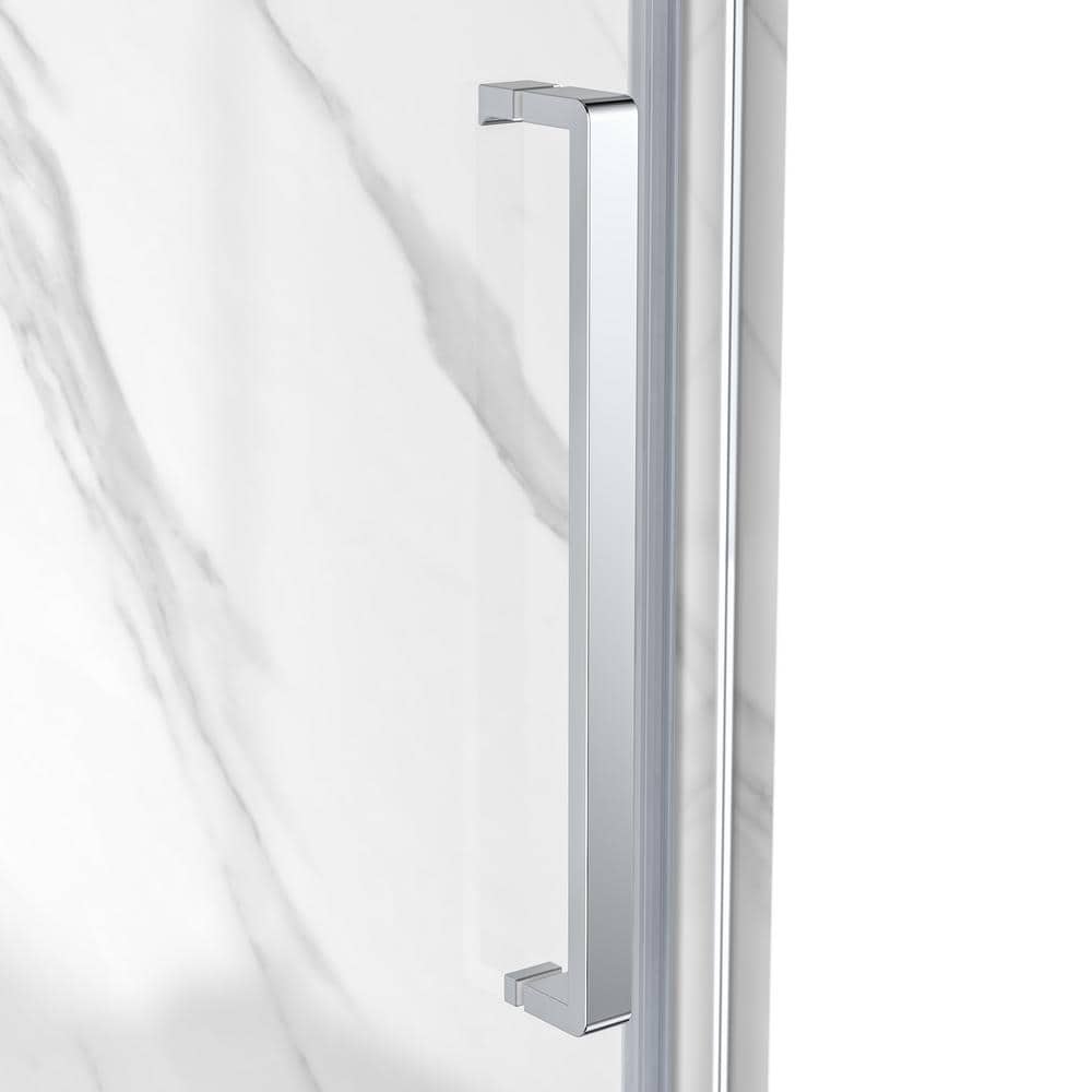 Capri 38'' Chrome Neo-Angle Shower Kit with Marble Pattern