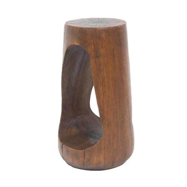 Wood Like Texture Antique Brown Hollow Design End Table for Patio