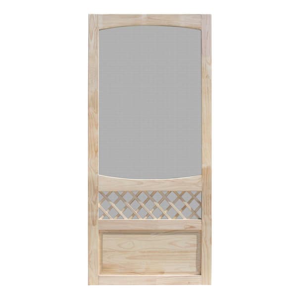 Unique Home Designs 32 in. x 80 in. Sheridan Unfinished Pine Outswing Wood Hinged Screen Door