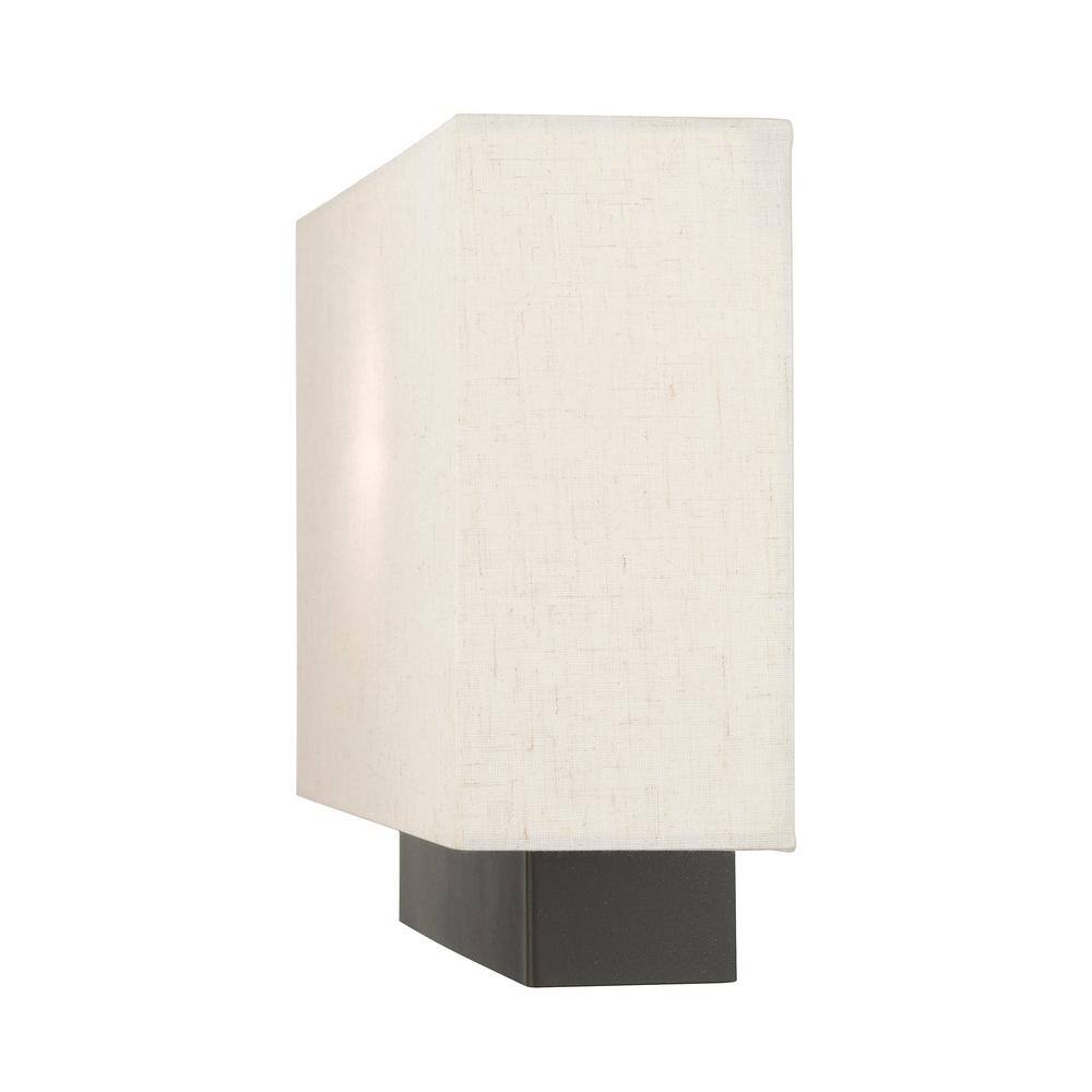 Meadow Modern English Bronze 1-Light ADA Sconce with Oatmeal Shade