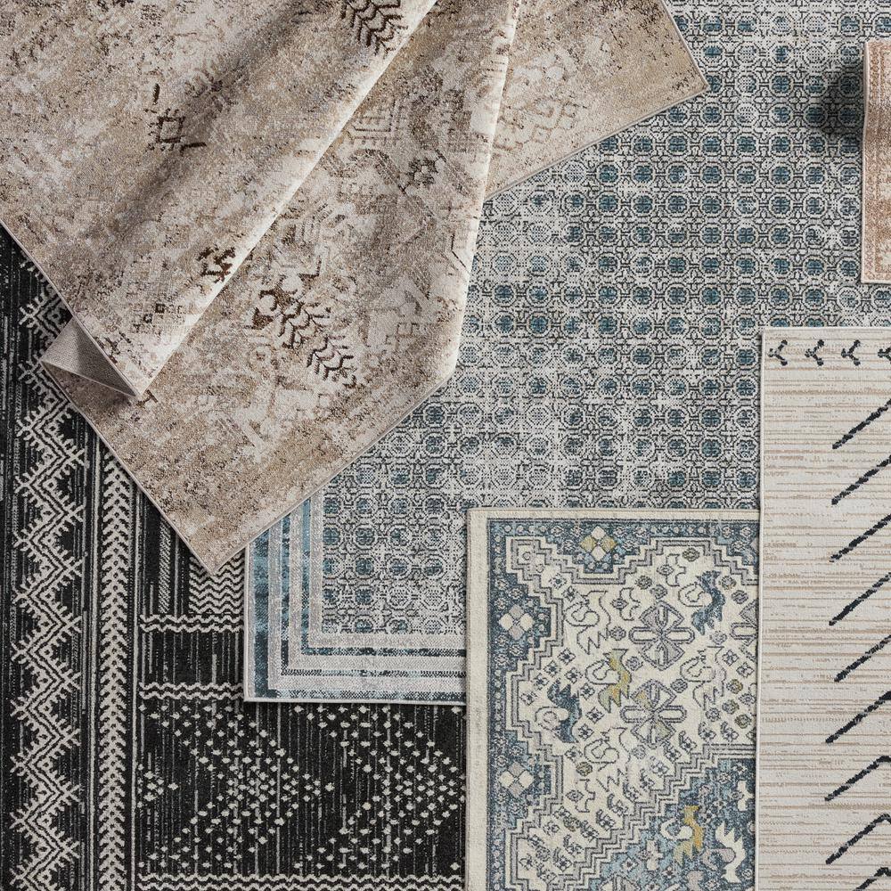 Gray Trellis Handmade Washable Rectangular Synthetic Rug