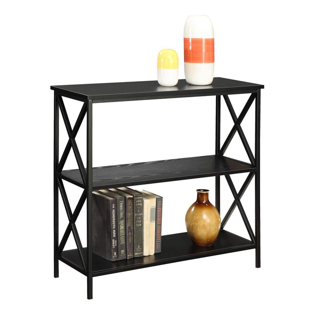 Tucson Modern Black 3-Tier Particleboard Bookcase