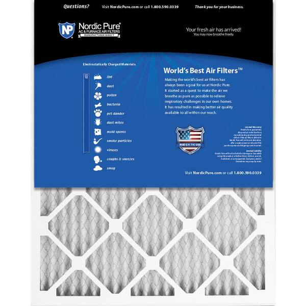 Nordic Pure 20x21_1/2x1 Exact MERV 11 Pleated AC Furnace Air Filters 1 Pack