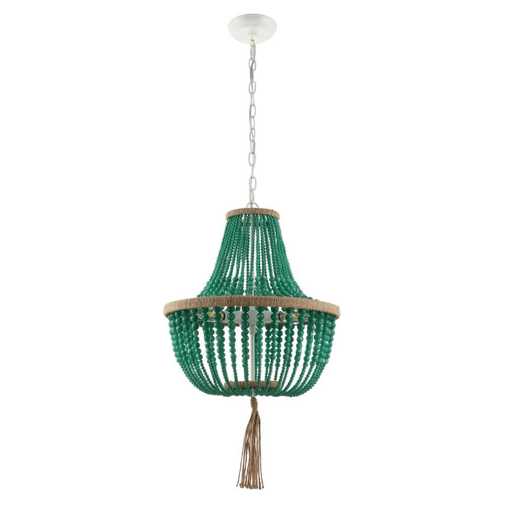Contemporary Crystal White Beaded 21" Pendant Light