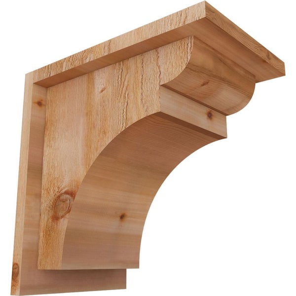 Ekena Millwork 8 in. x 12 in. x 12 in. Western Red Cedar Yorktown Rough Sawn Corbel with Backplate
