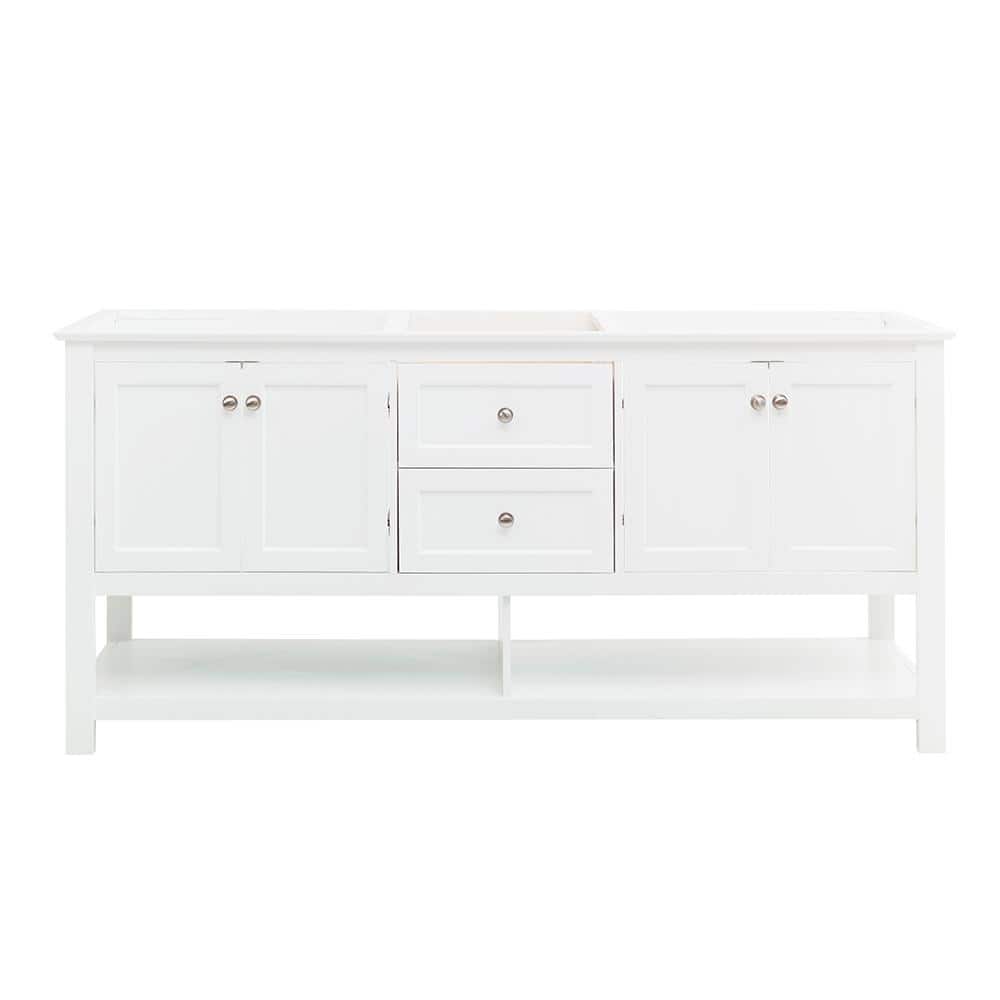 Manchester 72" White Solid Wood Double Sink Freestanding Vanity Base