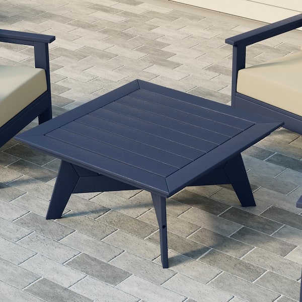 Birchwood Outdoor Patio 37 in. Square HDPE Conversation Coffee Table in Navy Blue