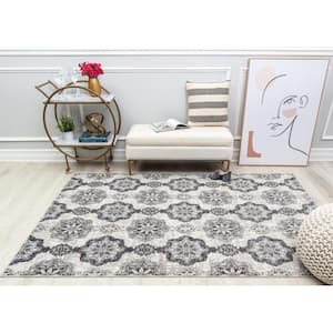 Celestia Sweet Gray 2'6"x8' Traditional Red Area Rug