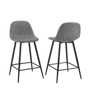 Weston 35.5 in. Gray Standard Back Metal Frame Counter Height Stool (Set of 2)