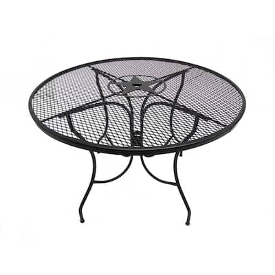Round - Umbrella hole - Black - Patio Dining Tables - Patio Tables