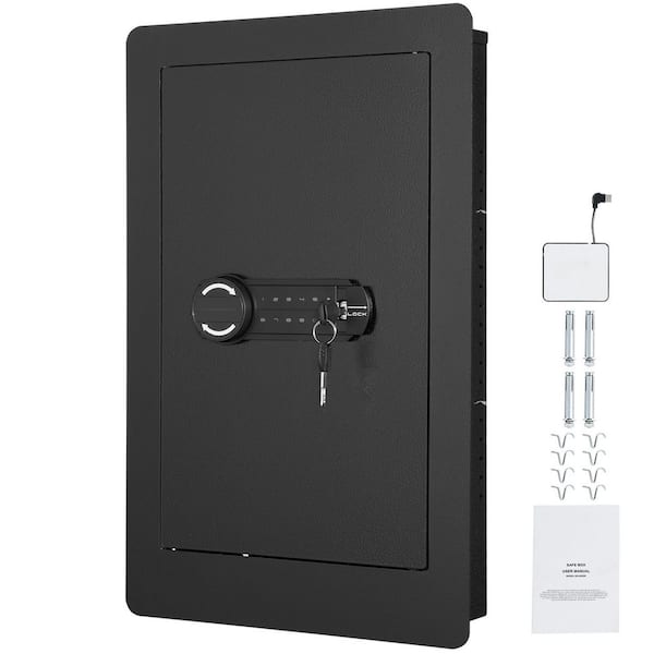 Tall Wall Safe, 25.59 in. Hidden Wall Safe with Keypad, Q235 Cold-Rolled Steel in Wall Safe with LED Light for Money