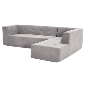 110.2 in. 2-Piece Chenille Upholstered L-Shaped Sectional Sofa in. Light Gray