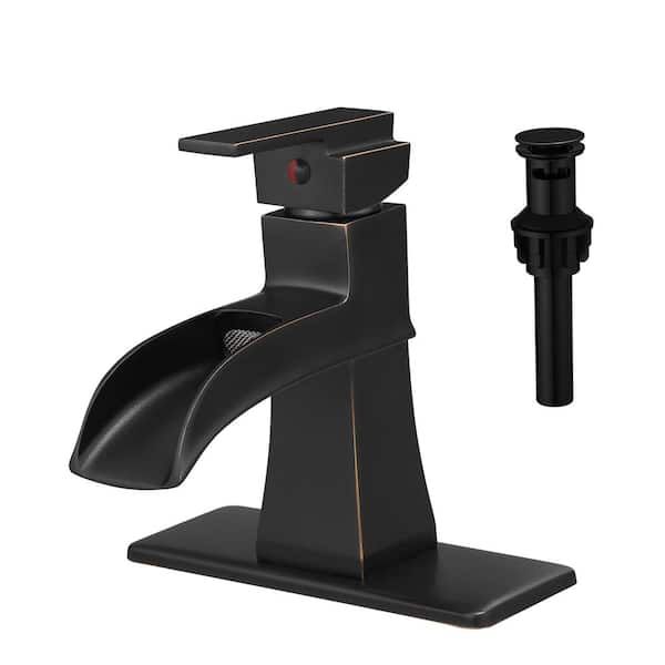 Staykiwi Single Handle Single Hole Bathroom Faucet with Deckplate Included and Spot Resistant in Oil-Rubbed Bronze