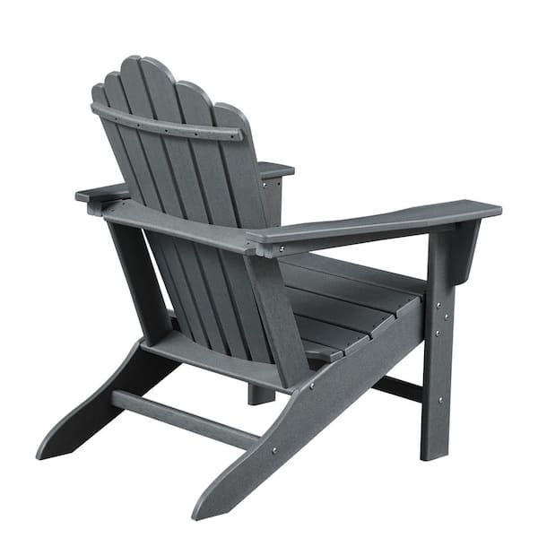 Dura Patio Heavy-Duty Grey Plastic Adirondack Chair with Extra Wide Seat,  Taller Back, Cup-Holder, and 400 lb. Weight Capacity DPHDGREY - The Home  Depot