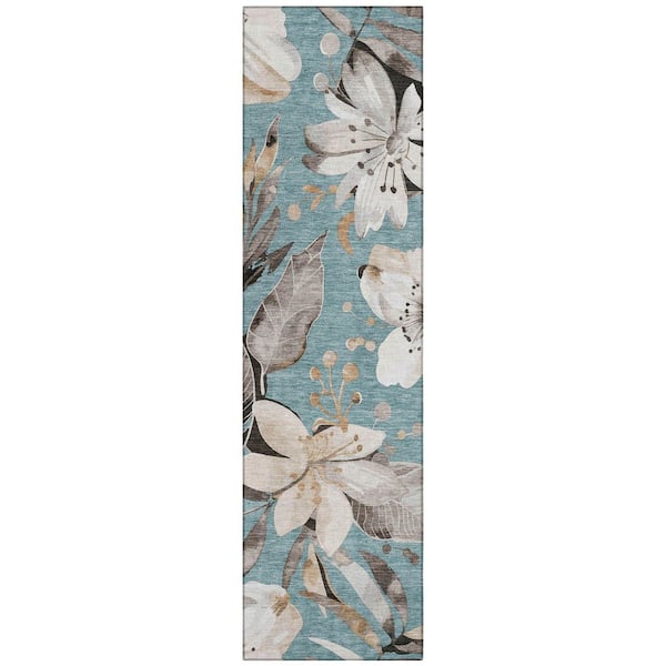 Addison Rugs Chantille Machine Washable Indoor/Outdoor Abstract ACN2260 Teal 2 ft. 3 in. x 7 ft. 6 in. Runner Rug