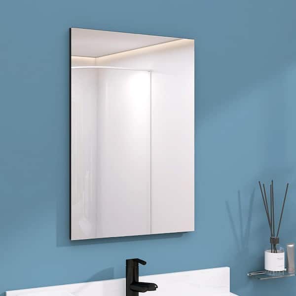 Tyn 20 in. W x 30 in. H Recessed/Surface Mount Rectangular Aluminum Black Medicine Cabinet with Mirror and Glass Shelves