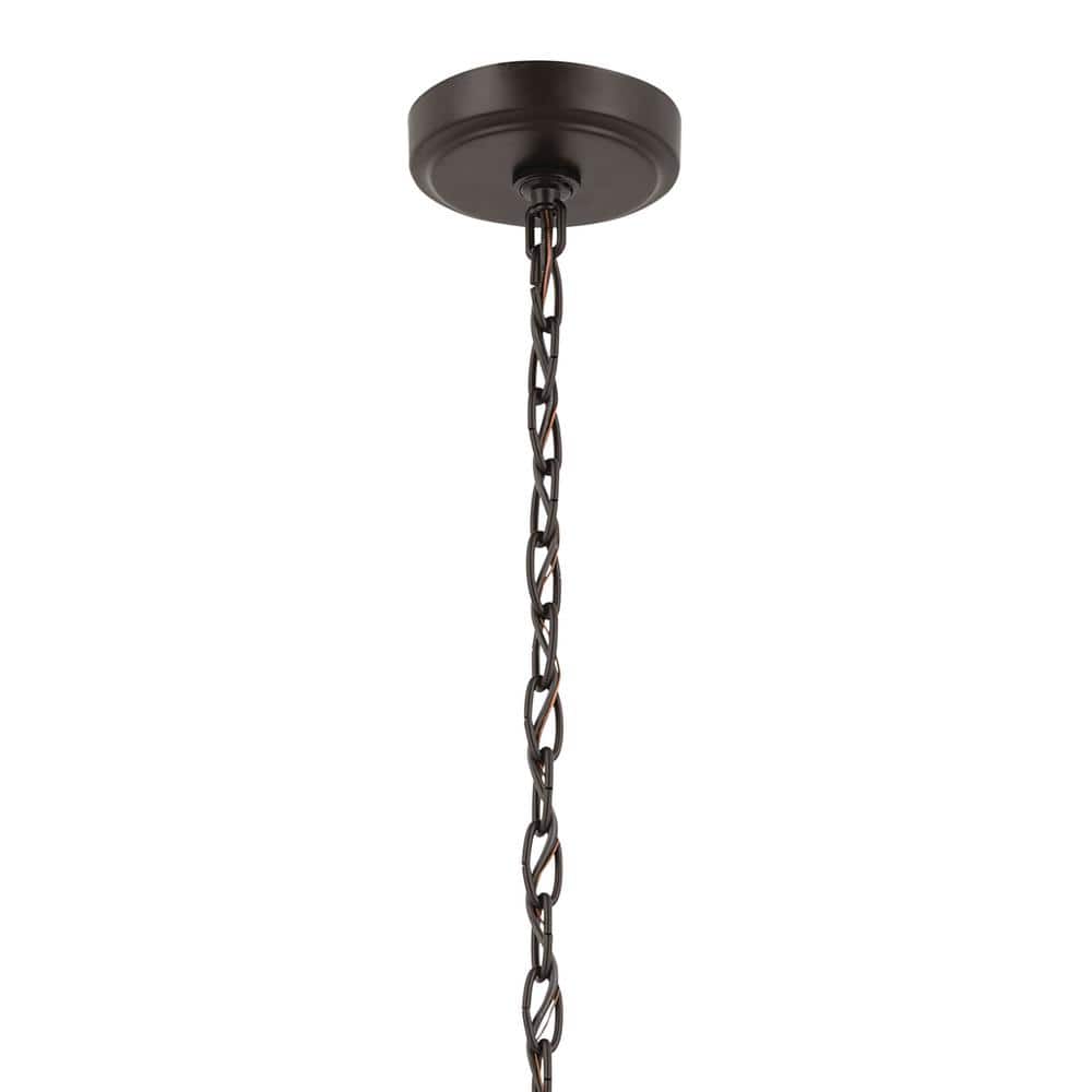 Bronze 6-Light Chandelier with Clear Seeded Glass Shades