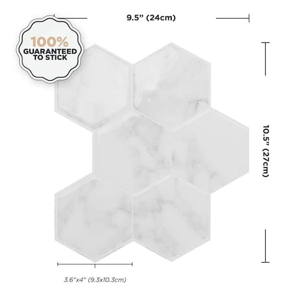 smart tiles Hexa Yule 9.56 in. x 10.61 in. Vinyl Grey Peel and