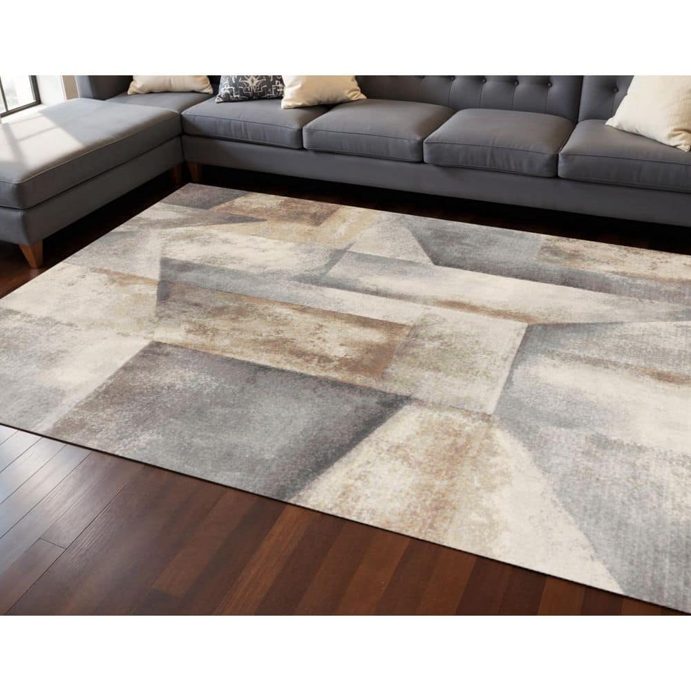 8' X 11' Gray Beige And Brown Abstract Area Rug price history on PriceWatchPro