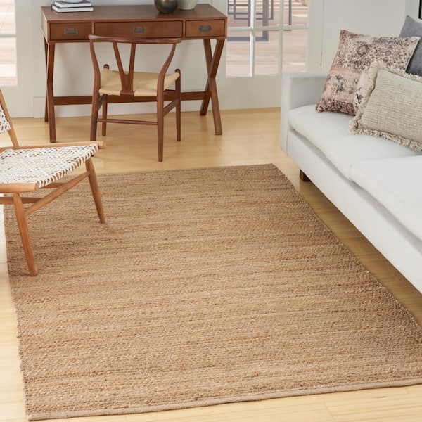 Natural Jute Natural 5 ft. x 7 ft. Solid Contemporary Area Rug