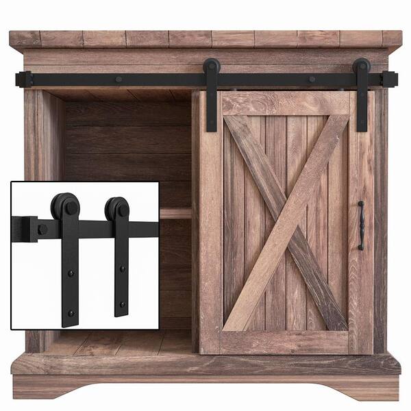 Winsoon 3 5 Ft 42 In Super Mini Sliding Barn Door Hardware For Single Tv Stands Small Wardrobe Cabinets I Shape Hanger Gcm4737 Super Mini Sliding Barn Door Hardware, Small Sliding Door Cabinet
