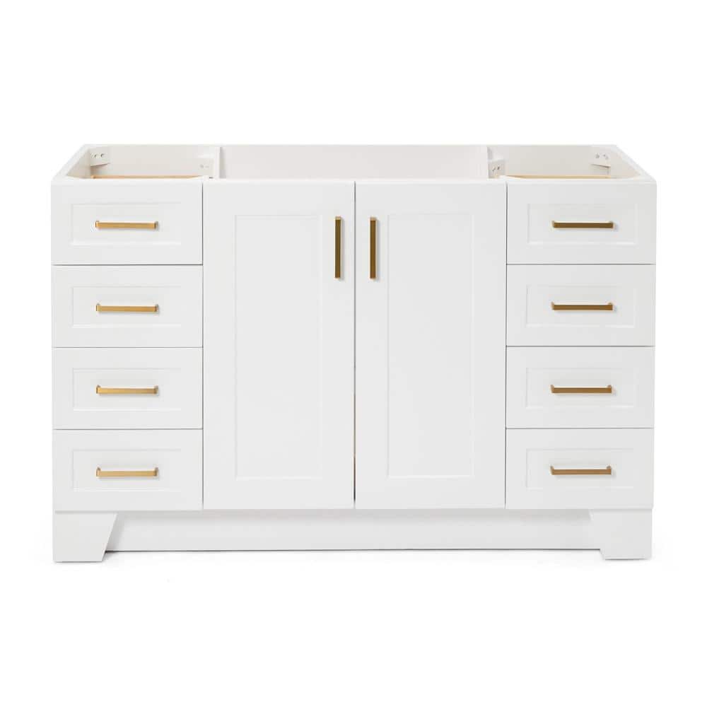 Taylor 54'' White Freestanding Single Vanity with Brass Hardware