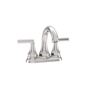 Birch 4 in. Centerset 2-Handle Bathroom Faucet with Push Pop Drain in Satin Nickel (1.0 GPM)