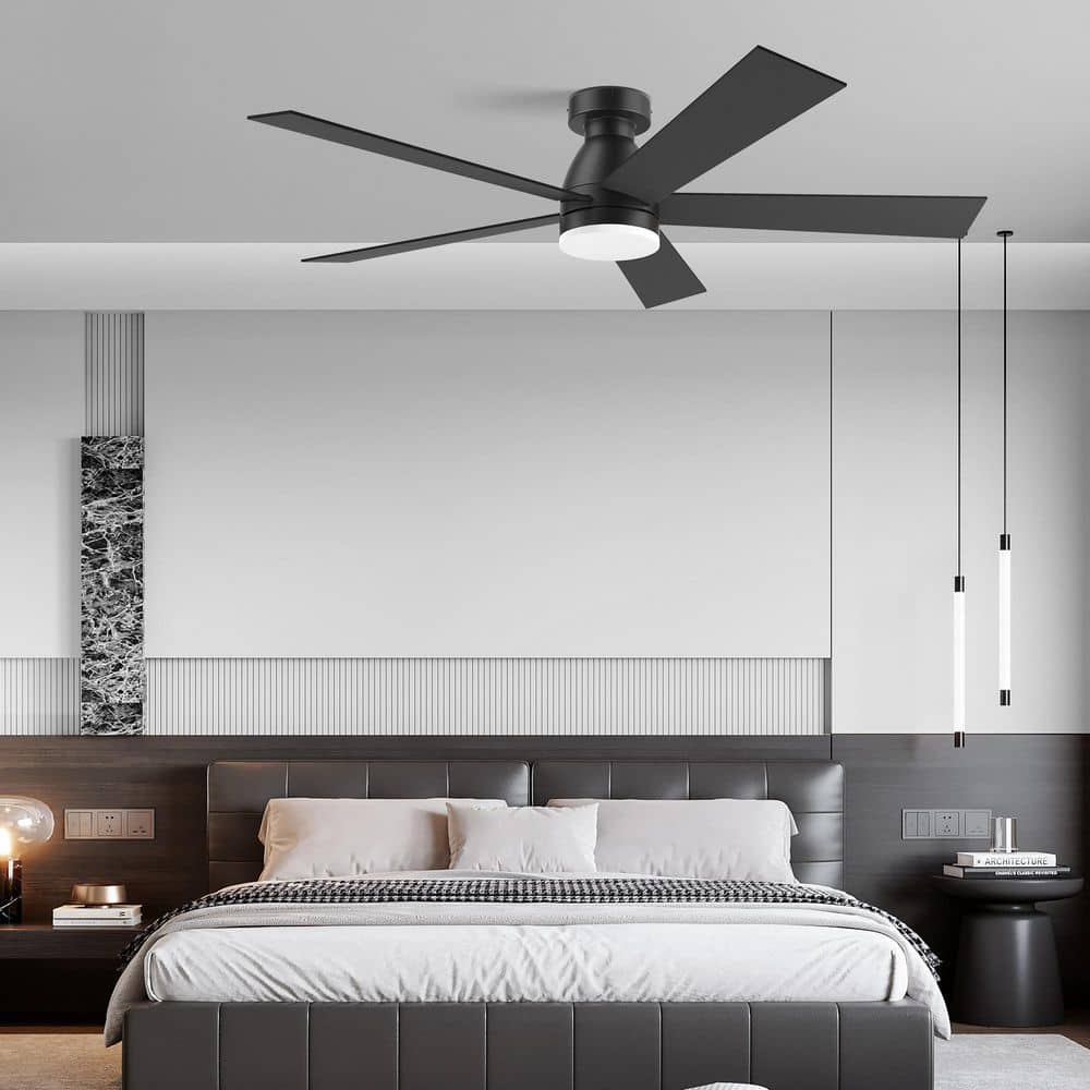 52 in.Smart Outdoor Indoor Black Flush Mount Ceiling Fan with Lights Remote, Controll by Voice Alexa App,Quiet DC Motor price history on PriceWatchPro