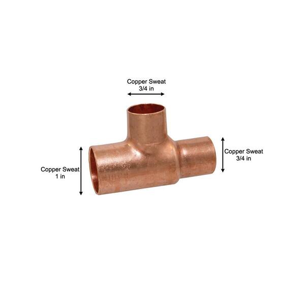 Nibco 1" x 1" x 3/4" TEE  COPPER CBCTGGF 4 Pack