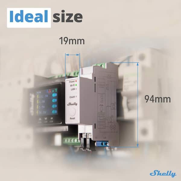 Compteur électrique Shelly Pro EM 50A fonction de mesure WLAN LAN Bluetooth pour rail - Luxembourg