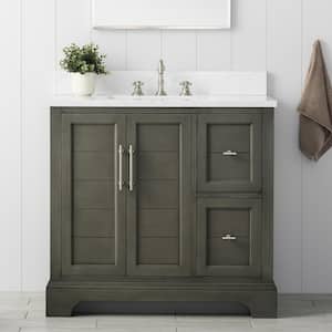 Chambery 36 in. W x 22 in. D x 34.5 in. H Bathroom Vanity in Silver Grey with Engineered Marble Top