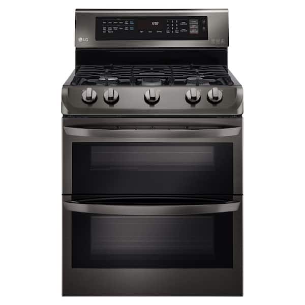 LG 6.9 cu. ft. Double Oven Gas Range with ProBake Convection Oven, Self Clean and EasyClean in Black Stainless Steel