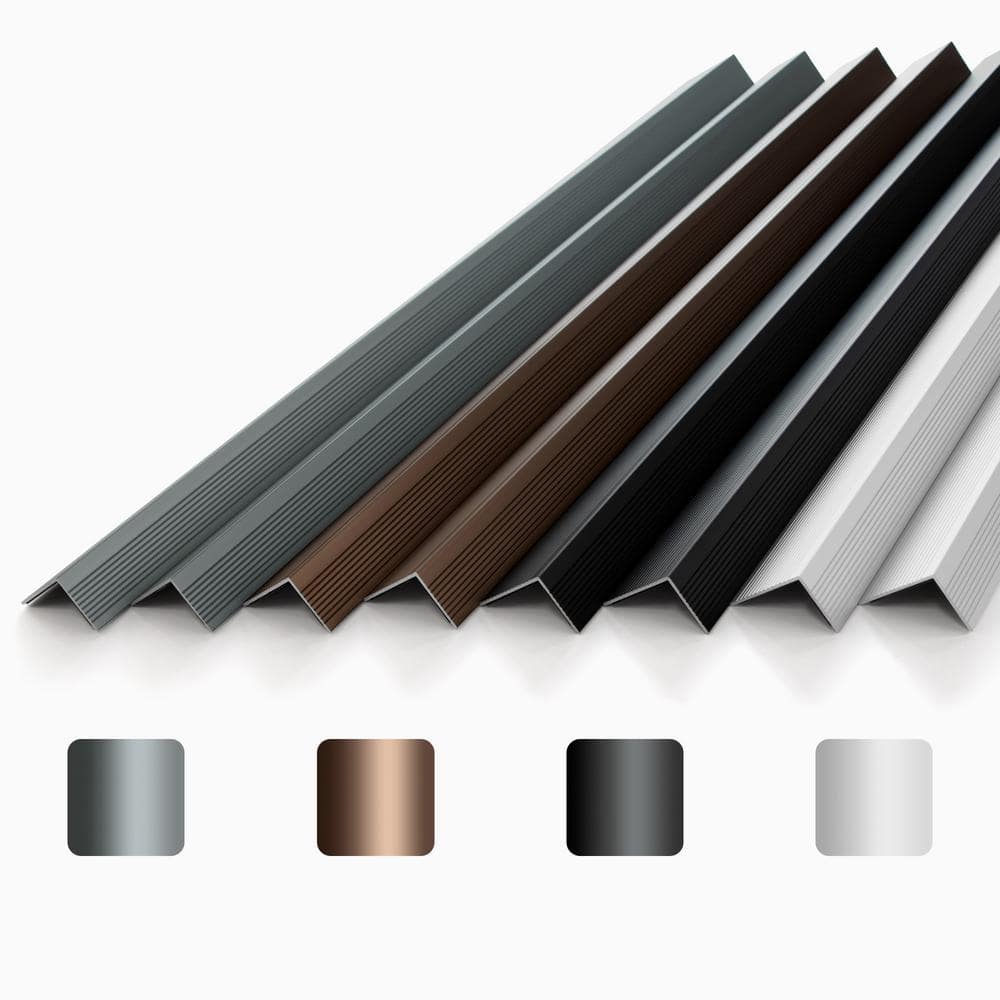 36 Inch Matte Silver Aluminum Anti-Slip Stair Nosing Trim