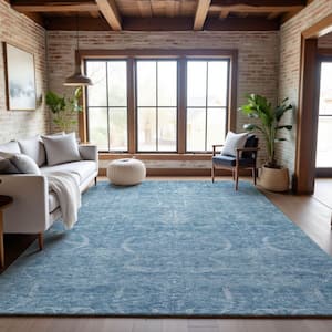 Mayfield Premium Machine Washable Abstract AMF1083 Sky 9 ft. x 12 ft. Area Rug