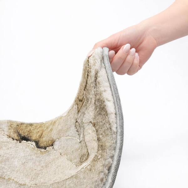 Dream Shag Premium Machine Washable Abstract ADS521 Beige 8 ft. x 8 ft. Round Rug