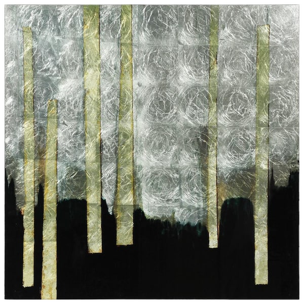 Empire Art Direct Treeline I Abstract Unframed Reverse Printed on Tempered Glass with Silver Leaf Wall Art 38 in. x 38 in.