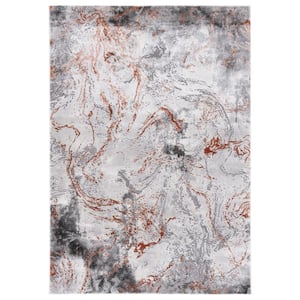 Craft Gray/Red Doormat 3 ft. x 5 ft. Abstract Marble Area Rug