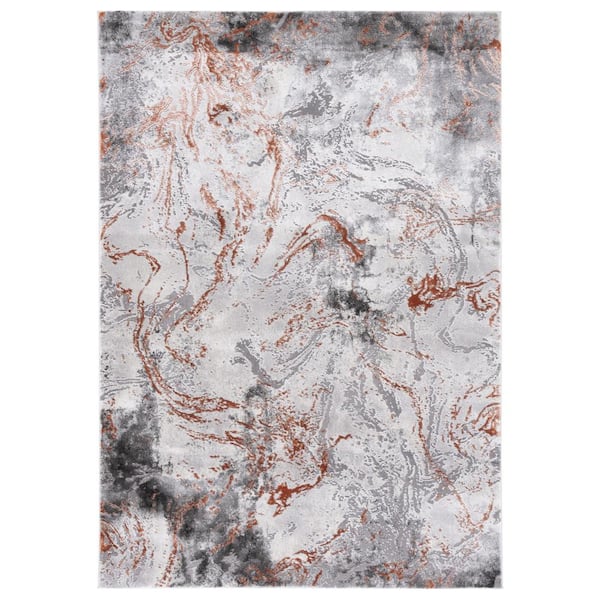 SAFAVIEH Craft Gray/Red Doormat 3 ft. x 5 ft. Abstract Marble Area Rug