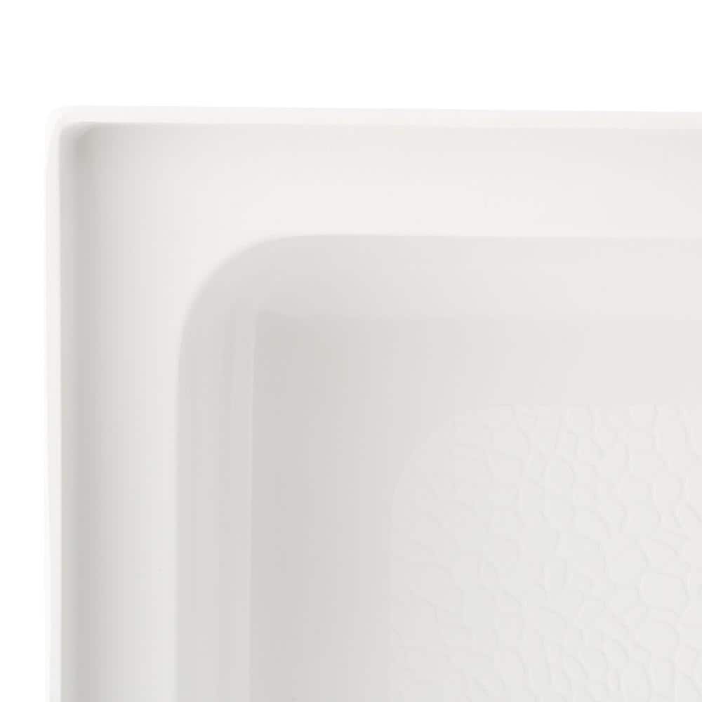 White Solid Surface Square Single Threshold Shower Base