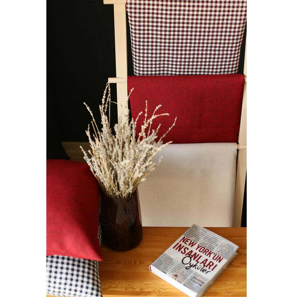 Red and White Houndstooth Jacquard Lumbar Pillow Covers Set of 2