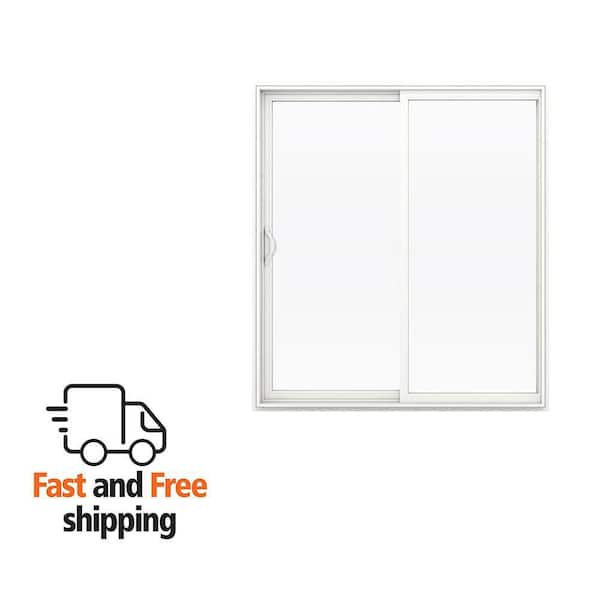 V-2500 72 in. x 80 in. White Vinyl Left-Hand Sliding Patio Door with Low-E Argon Glass (Screen Included)