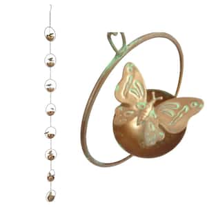 Metal Hanging Butterfly with Spring Chain Rain Catcher
