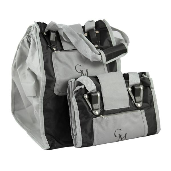 CarryMore Reusable Sturdy Shopping Storage Tote/Bag in Black with Gray Trimming (2-Pack)