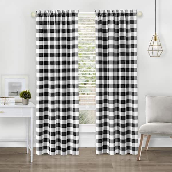 Hunter 42 in. W x 63 in. L Polyester Light Filtering Curtain Panel in Black