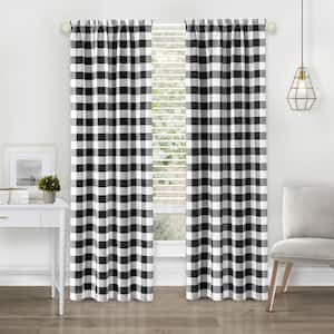 Hunter 42 in. W x 84 in. L Polyester Light Filtering Curtain Panel in Black