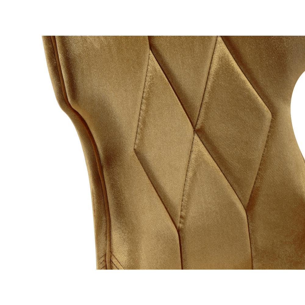 Antique Gold and Walnut Velvet Wingback Dining Chair Pair
