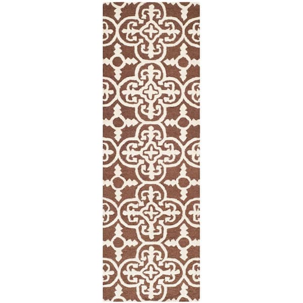 Cambridge Dark Brown/Ivory 3 ft. x 6 ft. Medallion Geometric Runner Rug