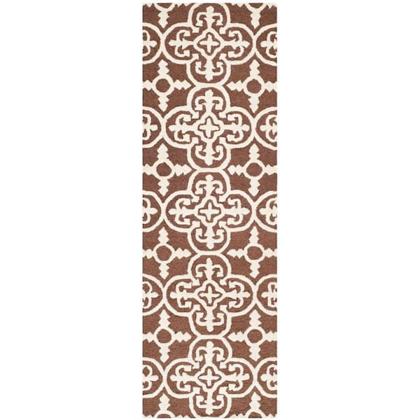 SAFAVIEH Cambridge Dark Brown/Ivory 3 ft. x 6 ft. Medallion Geometric Runner Rug