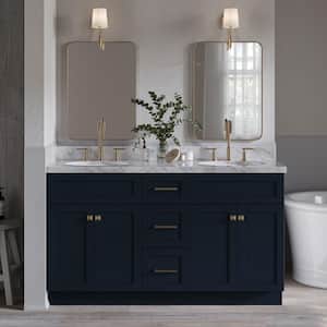 Hamlet 60 in. W x 21.5 in. D x 34.5 in. H Double Freestanding Bath Vanity Cabinet without Top in Midnight Blue