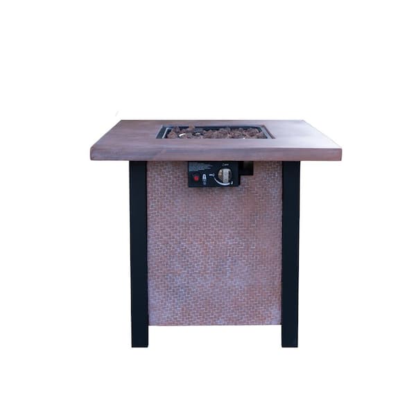 Unbranded 28 in. Square Outdoor Fire Pit Table, 50000BTU with a Tabletop Cover for Courtyard Garden Patio, Dark Pink